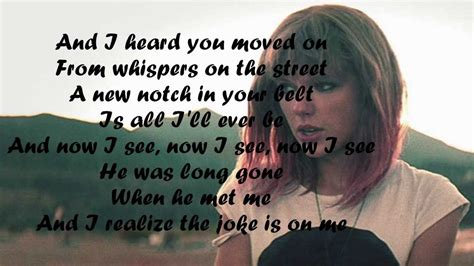 Taylor Swift I Knew You Were Trouble Lyrics Youtube