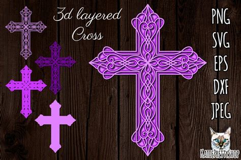 3d Layered Cross Svg Bundle Layered Cut Files Crosses Etsy