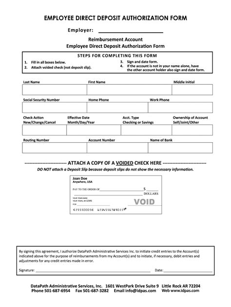 Datapath Employee Direct Deposit Authorization Form Fill And Sign