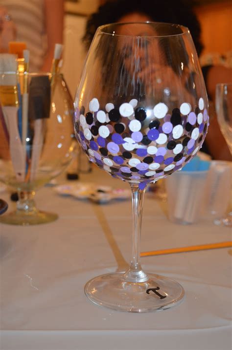 Wine Glasses Decorated By Party Participants Decorated Wine Glasses Painted Wine Glasses Wine