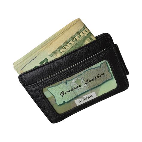 On one side is an id window and on the other side there are two card slots and the money clip. Genuine Leather Magnetic Money Clip Wallet - BelleChic