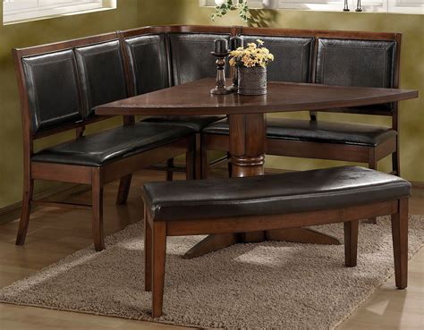All dining room sets can be shipped to you at home. corner upulstered bench | Linon Three-Piece Mission Nook ...