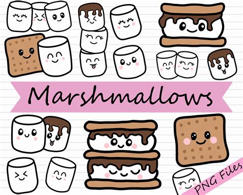 Marshmallow Clipart Smores Clipart Smore Png Etsy Uk