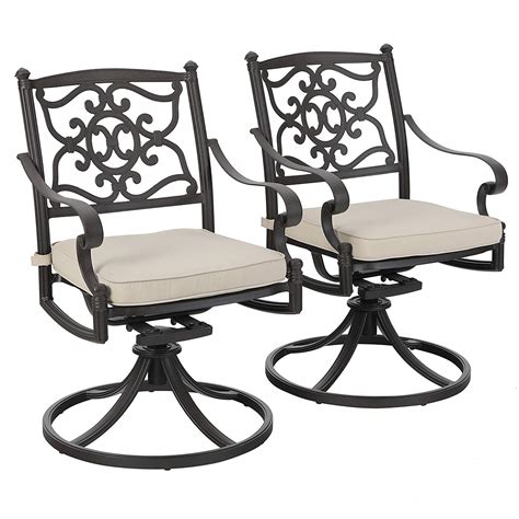 Dining table with chairs 44. MF Studio Cast Aluminum Retro Outdoor Patio Swivel Dining Chairs Set of 2 fits Garden,Backyard ...