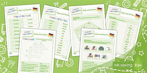 German Vocabulary Days And Months Teacher Made Twinkl