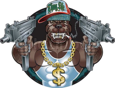 Gangster Dog With Machine Pistols And Stock Vector Colourbox