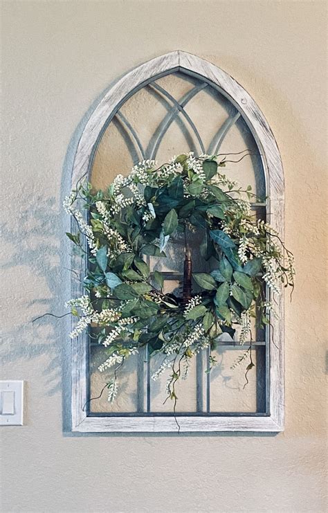 Wall decor arch with wreath | Arched wall decor, Wreath wall decor