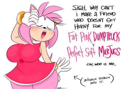 Rule 34 Amy Rose Big Breasts Big Hips Closed Eyes Comedy Dialogue Dramatic Pose Fur Humor Ota
