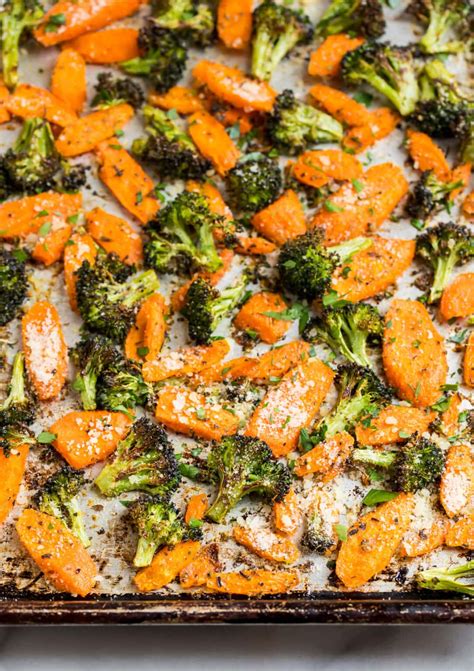 Roasted Broccoli And Carrots With Parmesan