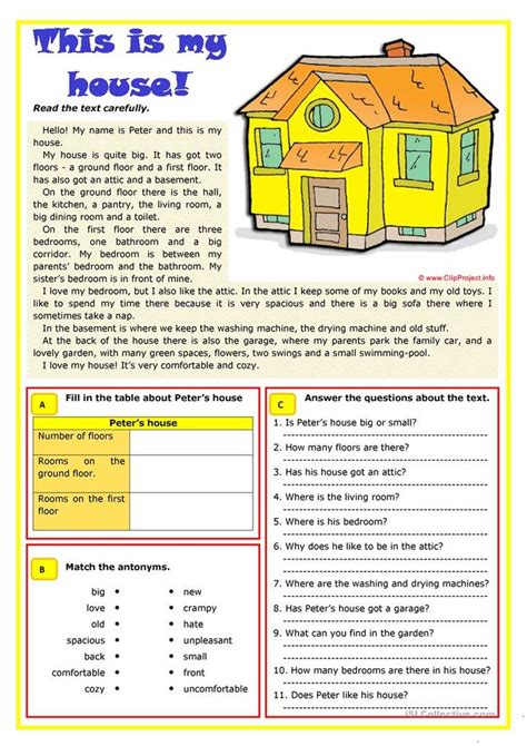 house english esl worksheets comprehension exercises