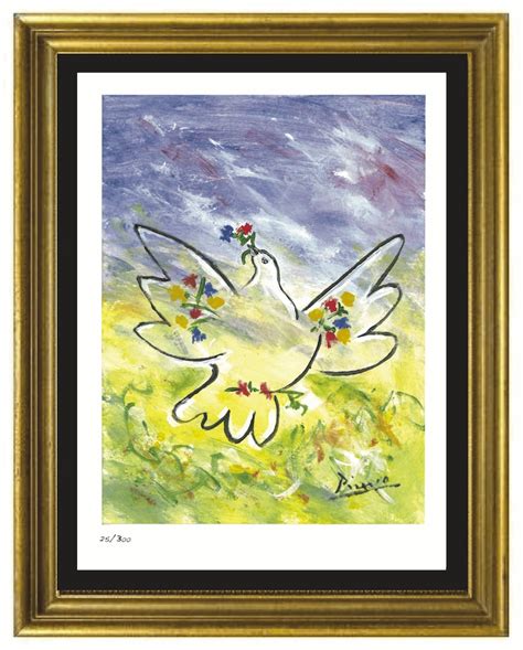 Pablo Picasso Dove With Flowers Signed And Hand Numbered Limited Edition
