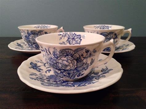 3 Royal Doulton The Kirkwood Tea Coffee Cups And Saucers Blue Demitasse D6314 Coffee Cups And
