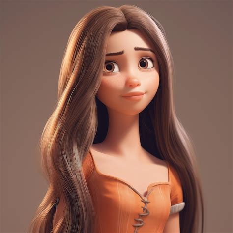 Un Estilo De Pixar De Dibujos Animados De Linda Chica Hermosa Con El