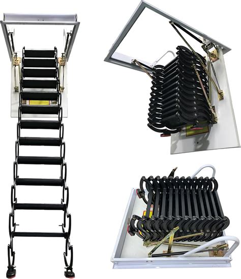 Techtongda Pull Down Attic Ladder 12 Step Retractable Folding Loft