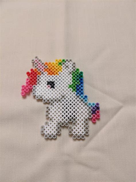 Cute Rainbow Unicorn Perler Beads Etsy In 2021 Perler Beads Perler