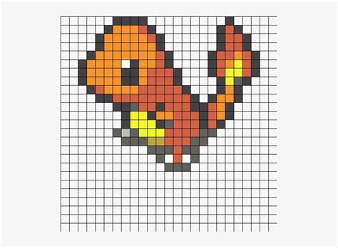 Charmander Pixel Art 32x32 Grid