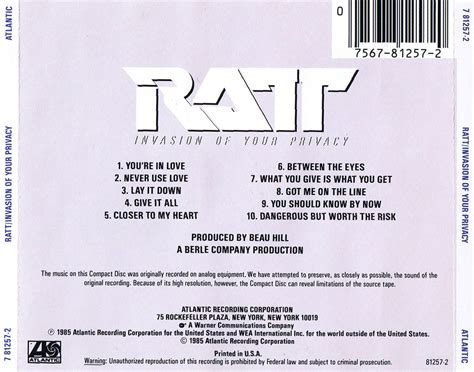 Classic Rock Covers Database Ratt Invasion Of Your Privacy 1985