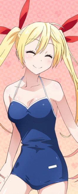 Kirisaki Chitoge Nisekoi 10s 1girl Blonde Hair Blue One Piece Swimsuit Bow Breasts
