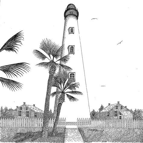 Ponce Inlet Lighthouse Drawing By Tim Murray