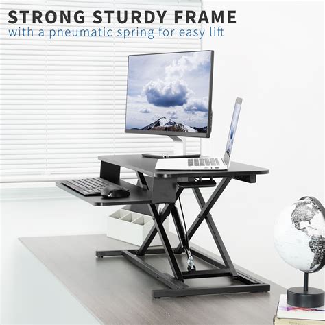 Vivo Black Height Adjustable 32 Standing Desk Monitor Riser Sit Stand