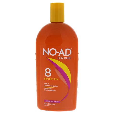 Sunscreen Lotion Spf 8 By No Ad For Unisex 16 Oz Sunscreen Walmart