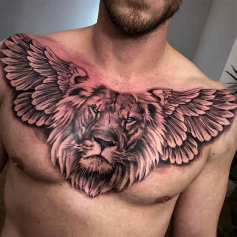 Lion Chest Tattoos For Men