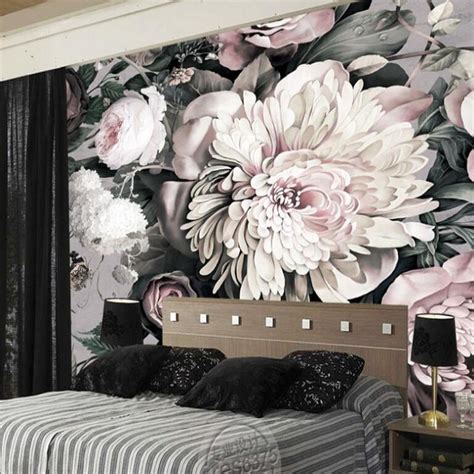 Beibehang Custom Large Scale Murals Hand Painted Retro Flowers And The
