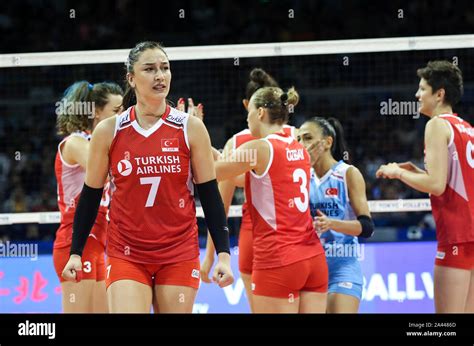 turkey women s national volleyball team celebrate after scoring during the 2019 fivb women s