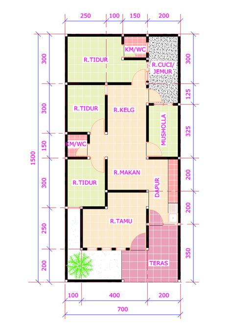 Desain rumah minimalis 2 lantai ukuran 6x8 youtube via youtube.com. Denah rumah 3 kamar tidur 1 mushola 2 - Desain Rumah Minimalis