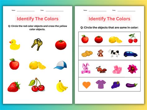 Printable Color Identification Matching Colors Worksheets For