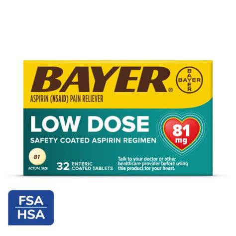 Bayer® Aspirin Low Dose Regimen Pain Reliever Safety Coated Tablets 32