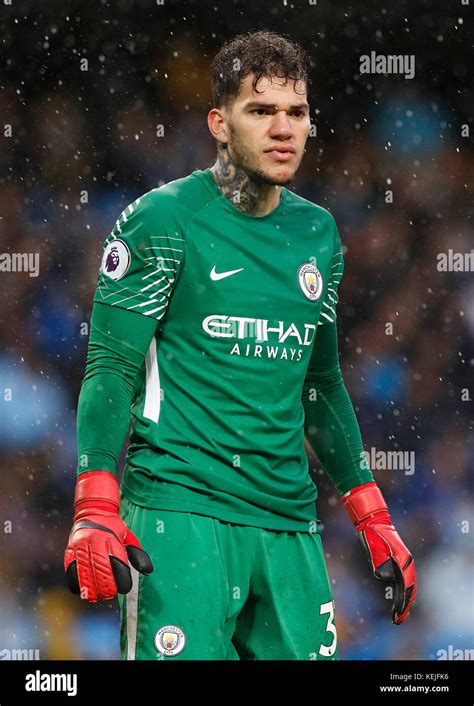 Manchester City Goalkeeper Ederson During The Premier League Match At