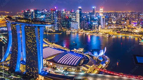 Fototapeta Aerial View Singapore City Skyline Most Beautiful