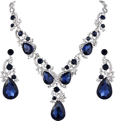 Amazon Com BriLove Wedding Bridal Necklace Earrings Jewelry Set For