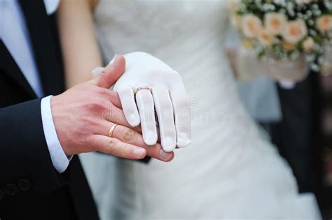 Groom Holds His Bride S Hand Stock Image Image Of Married Connection