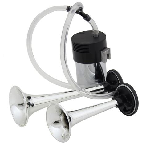 Chrome 12v Carvantruck Air Horns Dual Trumpet Horn With Compressor