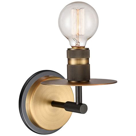 Aurora 6 34 High Black And Brushed Brass Metal Wall Sconce 84m09