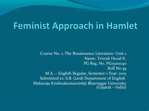 Feminist Approach In Hamlet Ppt