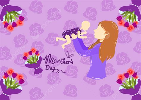Happy Mothers Day Baby And Mom Ilustration Background Mothers Day