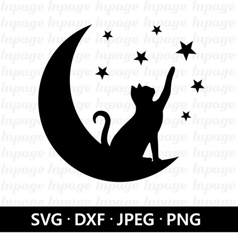 Moon Cat Svg Cat Svg Files For Silhouette Cameo And Etsy Uk