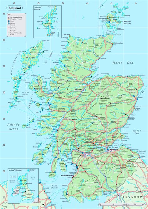 Large Detailed Map Of Scotland With Relief Roads Major Cities And