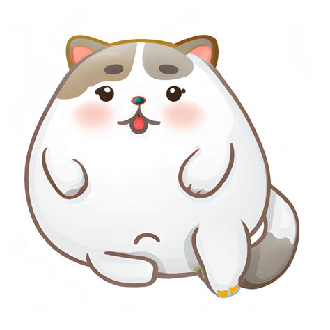 Realistic Kawaii Fat Cat Cartoon Illustration · Creative Fabrica