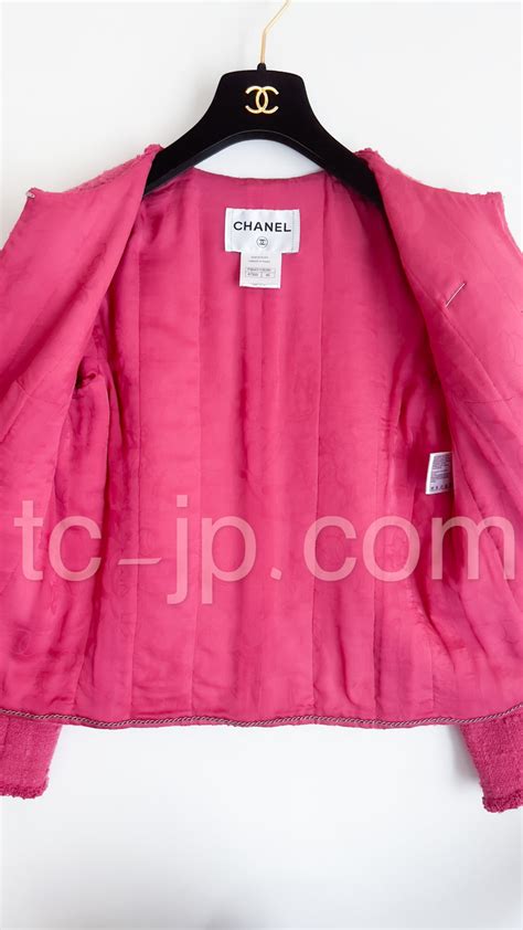 シャネル ピンク・ツイード・ジャケット・スーツ Chanel 09a Pink Boucle Tweed Jacket Suit Tc Japan