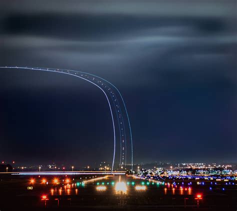 Highway To Heaven 30 Second Long Exposure Of Airliner Departing From
