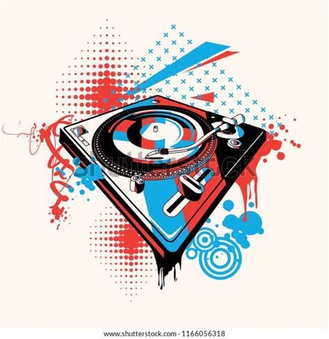 Funky Turntable Colorful Music Graffiti Stock Vector Royalty Free