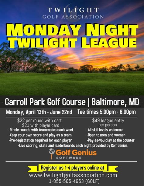 Apr 13 Monday Twilight League At Carroll Park Golf Course Baltimore