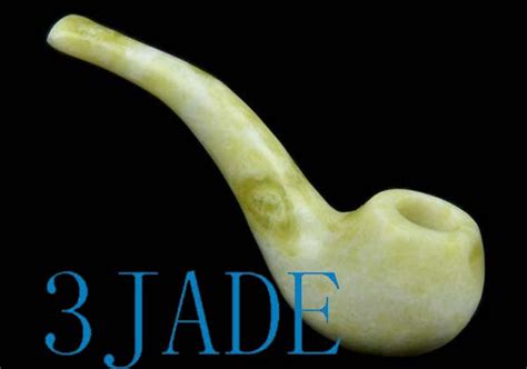 Hand Carved Natural Serpentine Stone Tobacco Pipe Lantian Jade Z002001