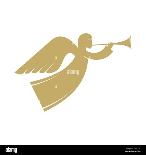 Vector Illustration The Angel With The Trumpet Is Gods Herald Stock