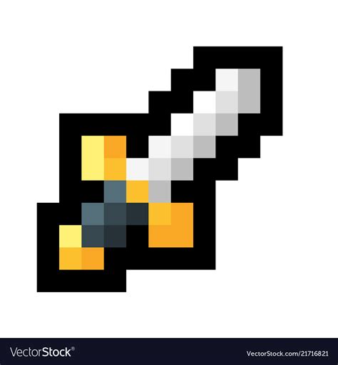 Sword Pixel Art Icon Royalty Free Vector Image