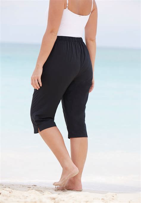 Swim Women S Plus Size Taslon Cover Up Capri Pant Ebay